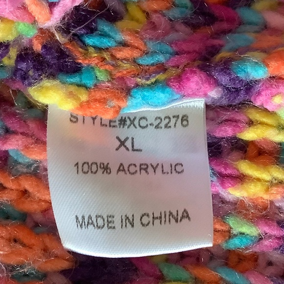 Michelle Mae Colorful Chunky Cropped Knit cardigan sweater XL - Picture 4 of 8